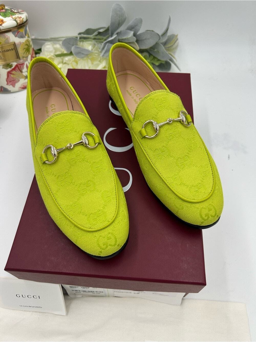 Women's Gucci GG monogram JORDAN horse bit loafers size 37.5 fits 38 US
